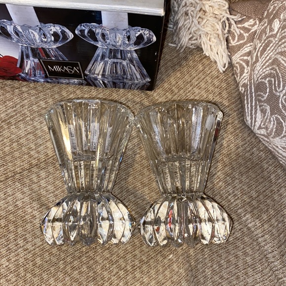 🕯️ NWT Mikasa Vintage Diamond Fire Pair of Candle Holders - Picture 10 of 14